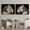 Tiger Leopard Löwenkopf Tiere Leinwand Wand Schwarz und Weiß Kunst im Dunkeln Pop Cool Art Moderne Malerei Home Bilder Dekoration Poster Drucke