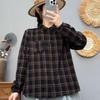 2025 Spring Women's Plaid Loose Casual Korean Style Academy Double Layer Gauze Long Sleeve Shirt