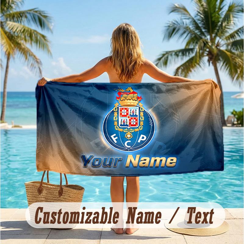 Custom Text Beach Towel, Soft Absorbent Swimming Multi-use TowelFC Porto