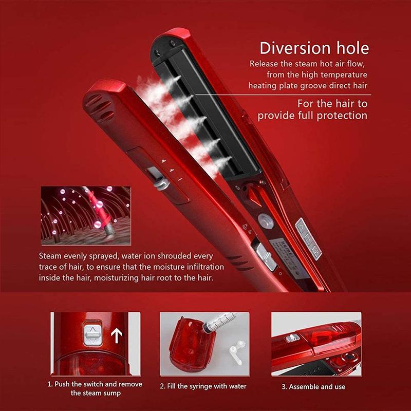 Cross-Border Hydrating Hair Straightener with Steam Care Electric Splint Iron Clip-on Splint Straightening Orders Welcome