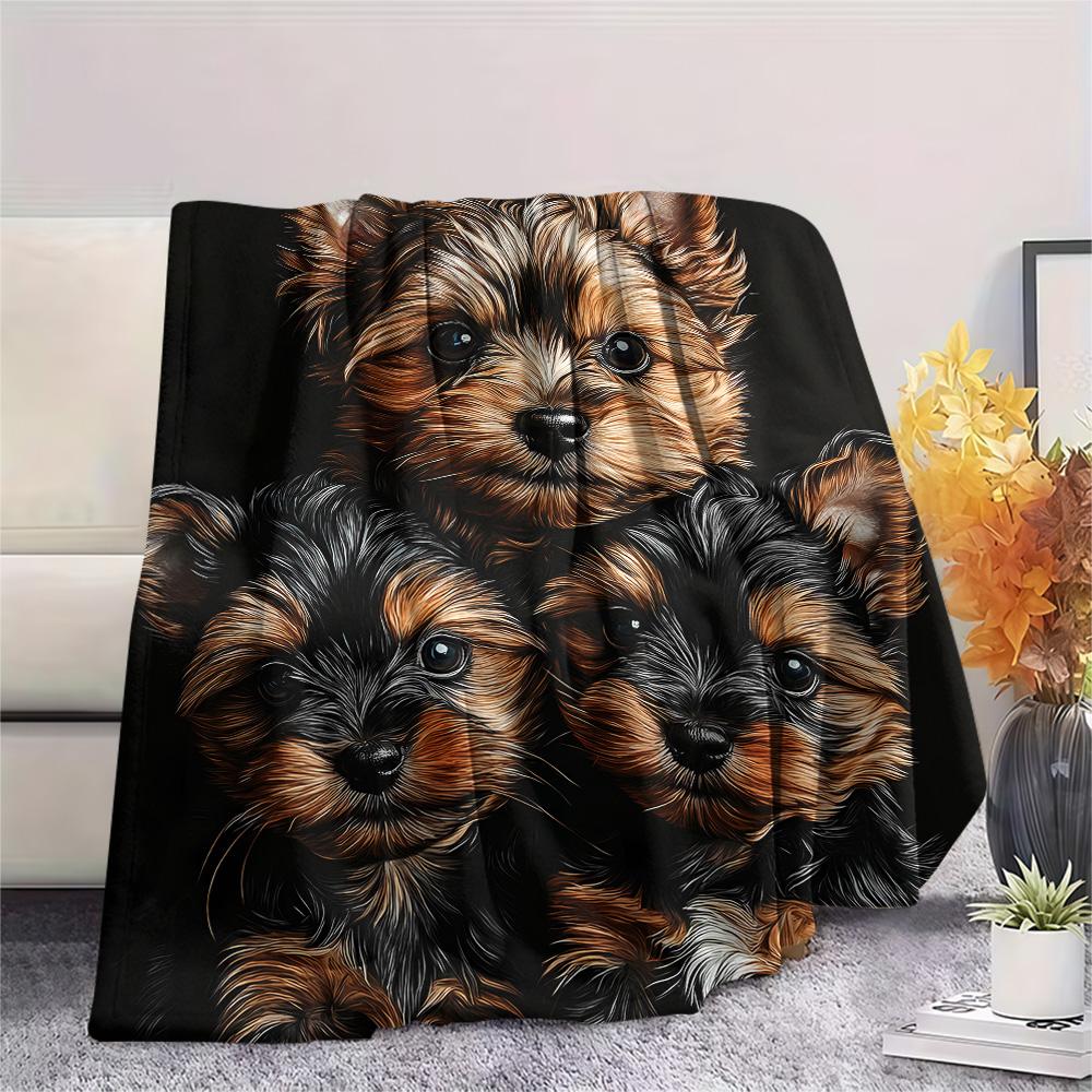 Dog Print Flannel Blanket, High quality Comfortable for All Seasons, Home Decor, Warmth and Comfort, Perfect for Christmas Gifts