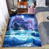 Romantic Ocean Theme Carpet with Dolphins, Waves, and Heart Design Suitable for Use As an Anti-slip for Living Room Bedroom Sofas