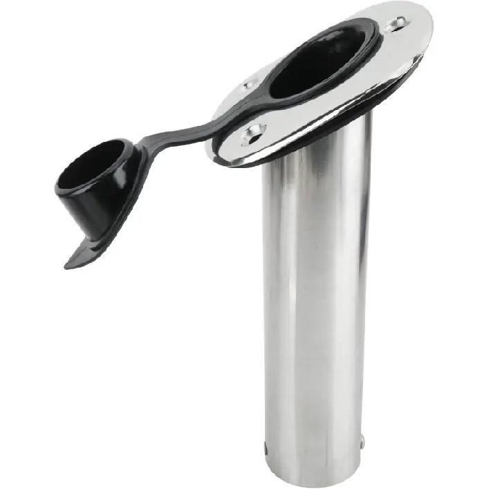 2Pcs 30 Degrees Stainless Steel Fishing Rod Holder Flush Mount with Black PVC Cap and Liner Boat Rod Holder