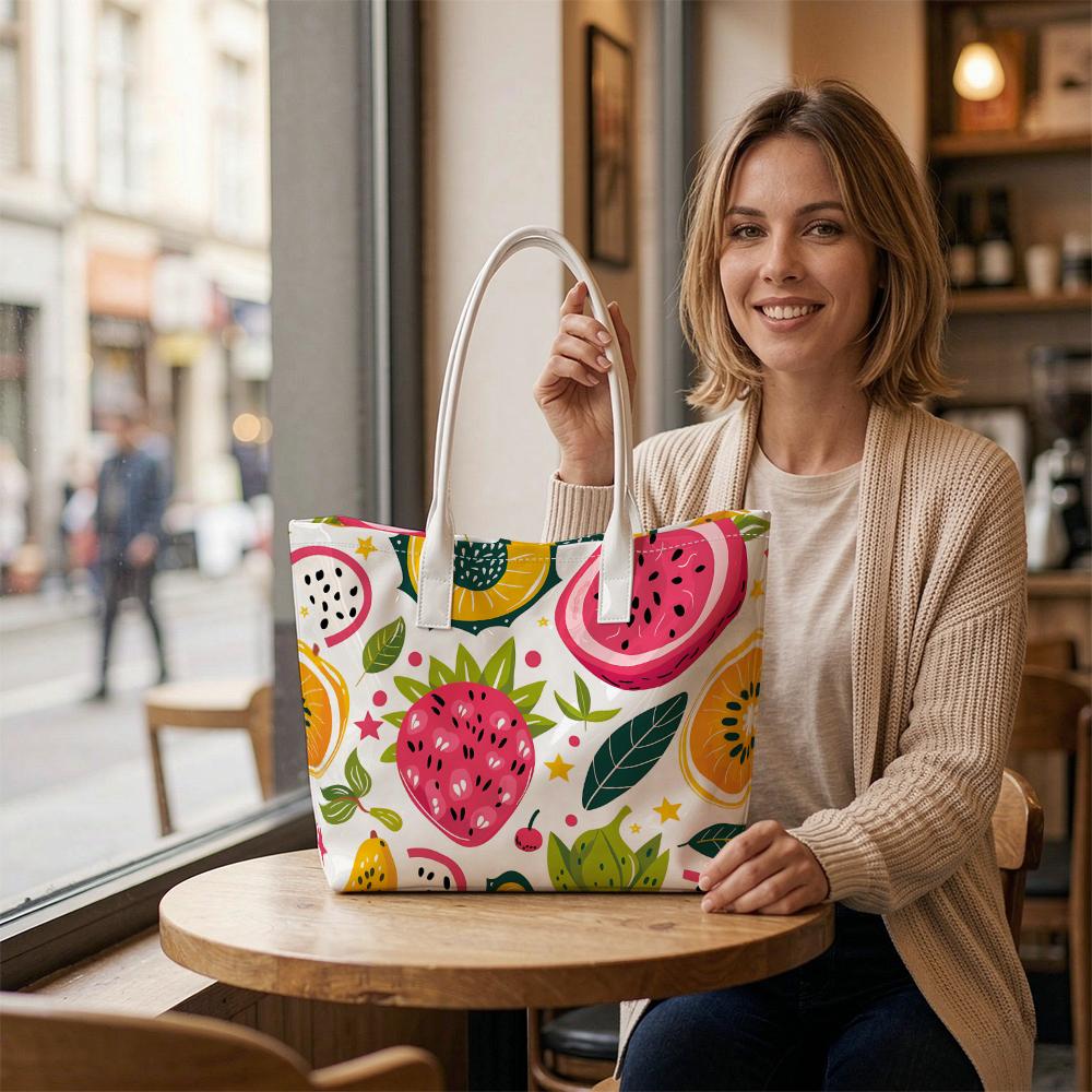 Fruit Pattern Tote Bag Fashion Casual Large Capacity Daily Commute Shoulder Handbag for Women