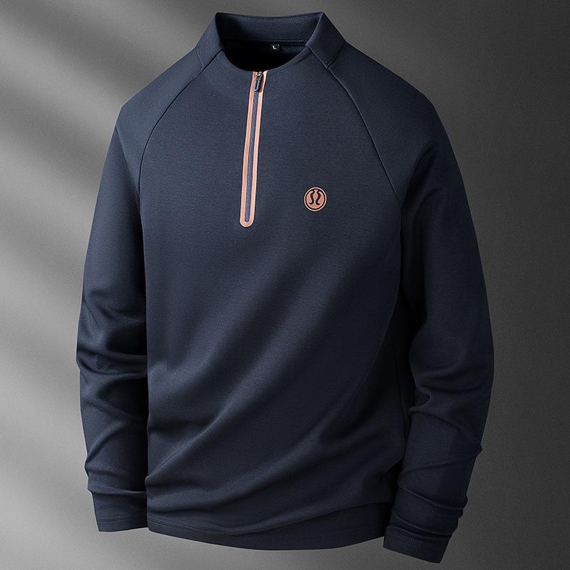 

Men s High-End Soft Modal Half-Zip Hoodie - Space Cotton, Stand Collar, Long Sleeve, Autumn/Winter Edition. L синій