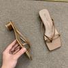 High Heels Comfortable New Summer Solid Leather Slippers Female Shoes Women Shoes Woman Fashion Cool Mules Slides Flip Flops