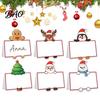 Santa Claus Name Tags Christmas Party Place Card Holders, Cartoon Reindeer Tag Stands Paper Food Labels for Buffet Table Seating, Festive DIY Write-On