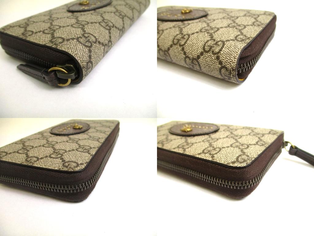 Authentic GUCCI Neo Vintage GG Supreme Canvas Yellow Leather Round Zip Long Wallet #a593  Open box