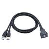 Fast speed USB3.0 Double Interfaces Data Cable Snap On Mount Waterproof PVC for Automotive Motorcycle Boats Panels