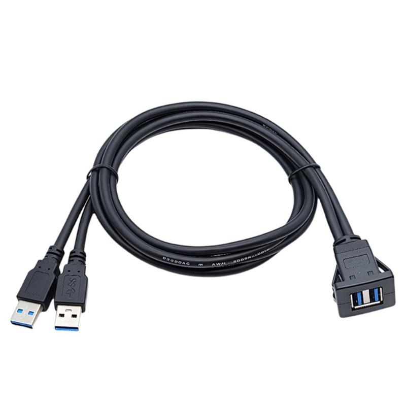 Fast speed USB3.0 Double Interfaces Data Cable Snap On Mount Waterproof PVC for Automotive Motorcycle Boats Panels