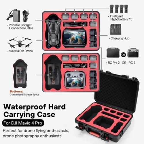 DJI Mavic 4 Pro Dedicated Storage Case, Waterproof Hard Case/Carrying Case for DJI RC2/RC Pro 2 Transmitter, Mavic 4 Pro Accessories, Full Protection,