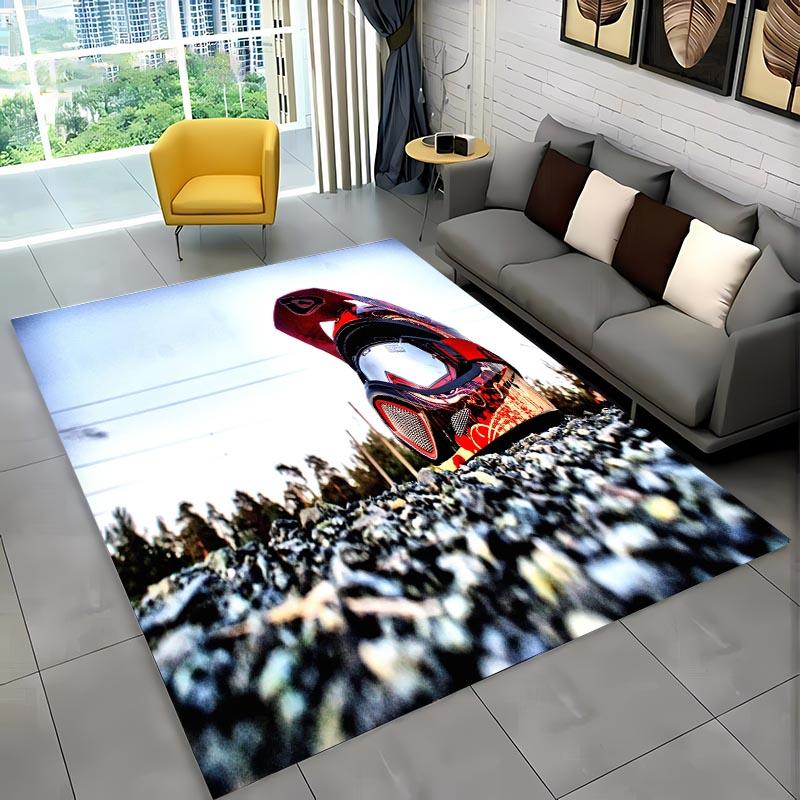 3D Printing Cool Motorcycle Helmet Carpets for Home Living Room Children's Bedroom Sofa Doormat KitchenFloor Rugs Anti-slipDecor