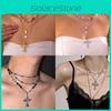 Gothic Cross Choker Necklace For Women With Geometric Pendant And Gold Finish