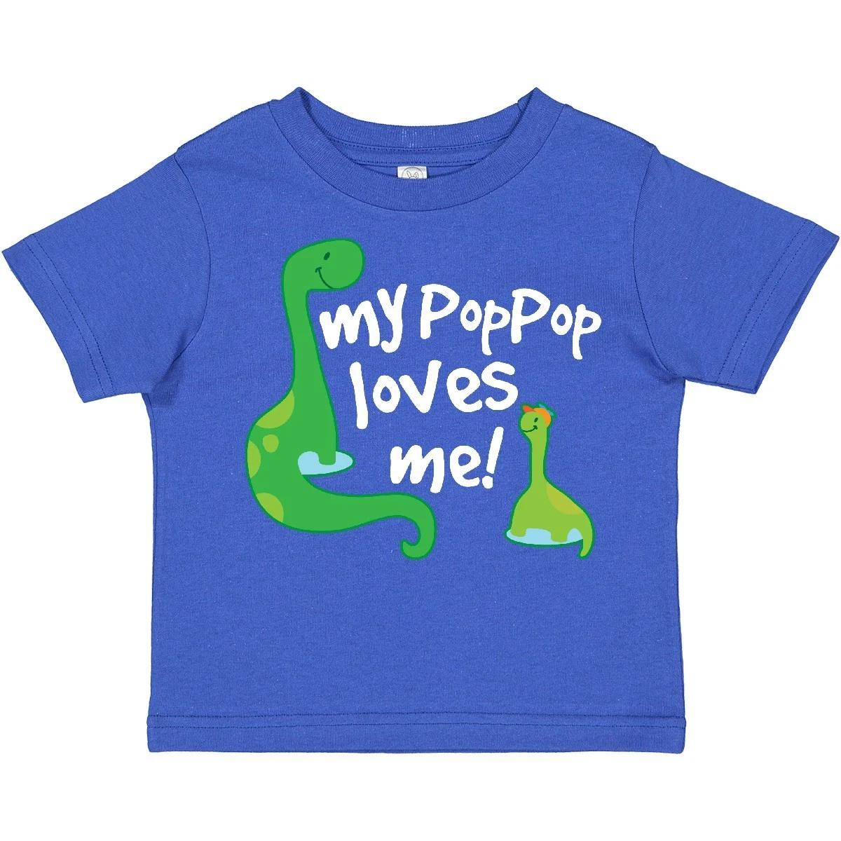 Inktastic My Pop Pop Loves Me Dinosaur Toddler T-Shirt Poppop I Love Grandchild 120