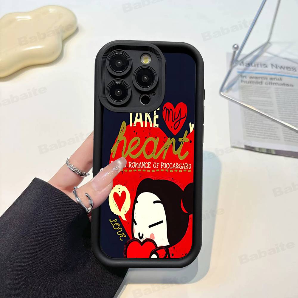 

Popular Animation P-Pucca For IPhone 17 Pro Max 16 15 14 13 12 11 Plus Black Soft Phone Cover iPhone 15 pro
