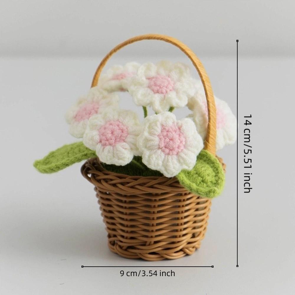 New Daisy Crochet Flower Pot Hand-knitted Mini Knitted Flowers Wool Table Ornament Gift