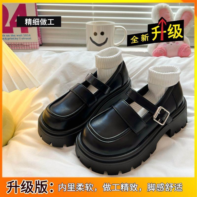 

Ретро британские туфли на платформе, женские, кожаные, осень 2024, новый стиль колледжа, японские туфли jk с юбкой, Мэри Джейн, одинарные туфли 35 чёрный