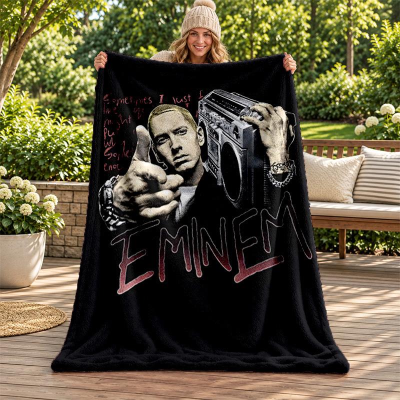 Eminem Blanket Flannel Blanket Soft Cozy Plush Throw for Sofa Bed Lightweight Home Decoration Gifts for Christmas Various Holidays