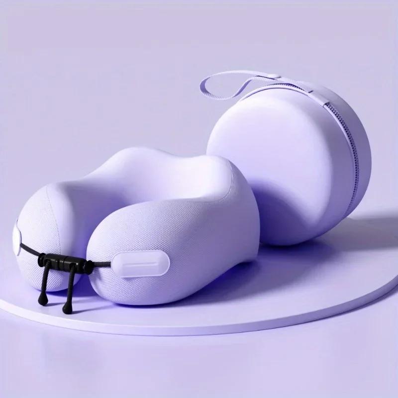 Memory Foam Travel Neck Pillow with Cervical Support Washable Cover for Airplane Car Office Use Supportive Neck Pillow