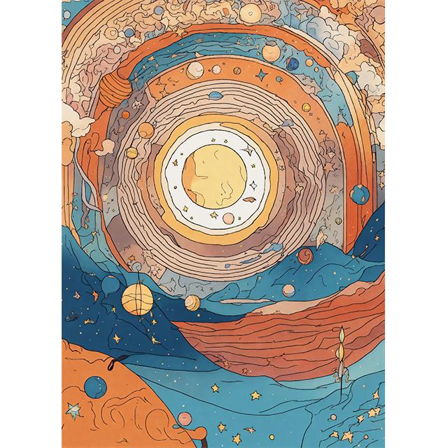 

Cartoon Hand Drawn Colorful Starry Sky Prints Poster Canvas Painting Modern Wall Art Pictures For Living Room Bedroom Home Decor 21x30cm No Framed