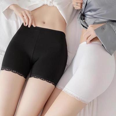 Ice Silk Lace-Trim Seamless Anti-Exposure Breathable Three-Quarter Summer Safety Shorts