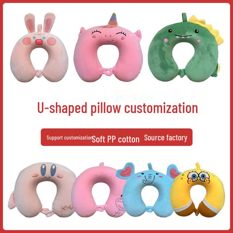 Customized Cartoon U-Shape Neck Pillow with Logo - Perfect for Cervical Support, Travel Comfort, and Company Gifts