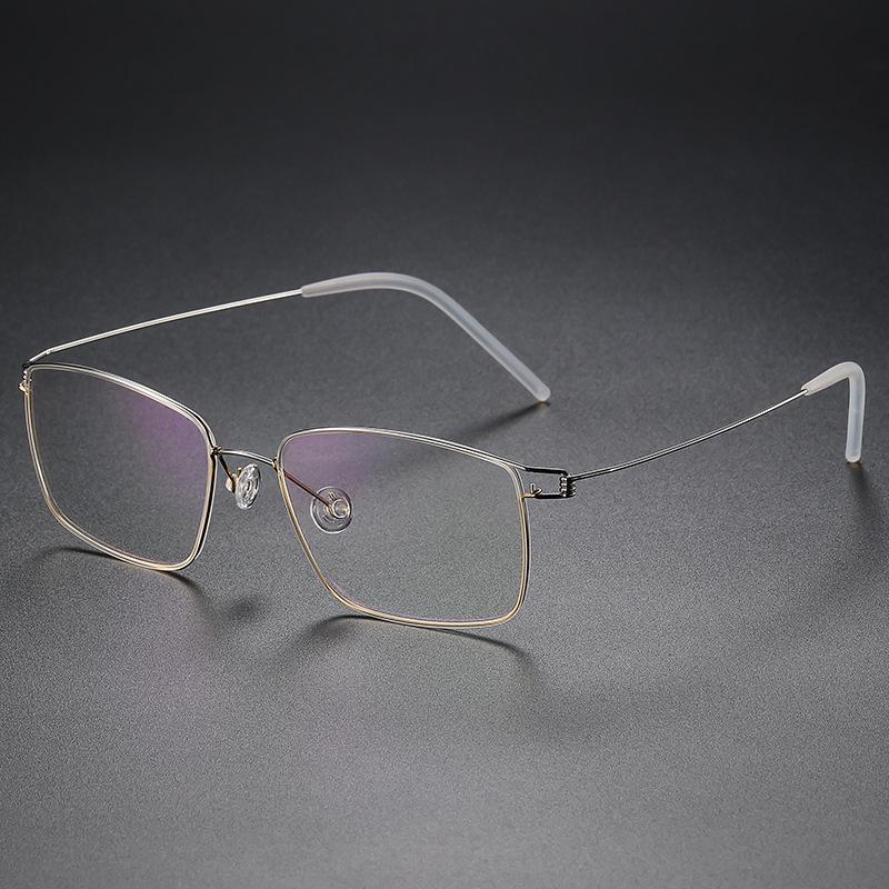 Unisex Large Face Titanium Alloy Myopia Glasses - Fashionable Screwless Square Frame
