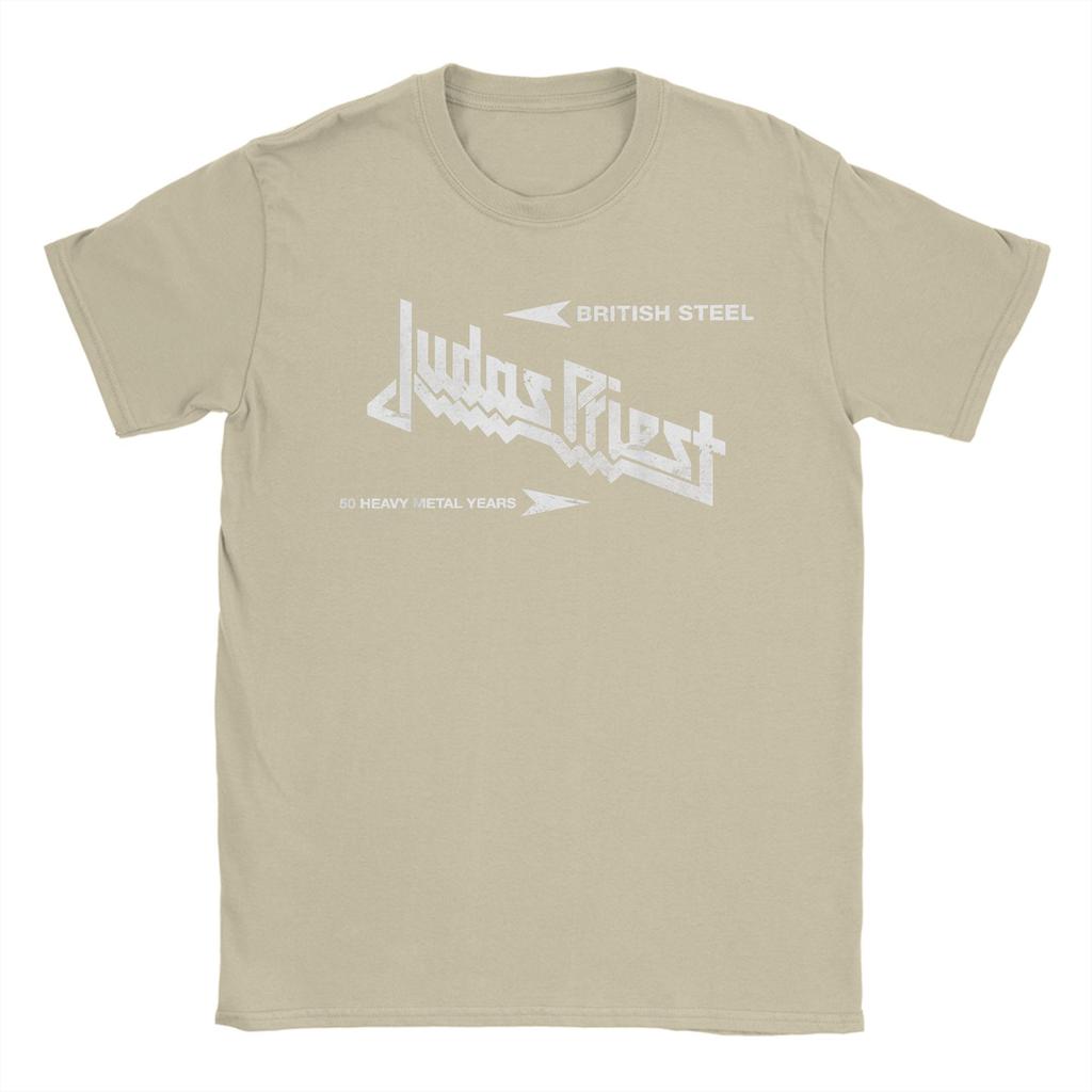 Novelty Judas Priest British Steel Asphalt T-Shirt Men Round Collar T Shirts Band Music Short Sleeve Tees 4XL 5XL 6XL Clothing