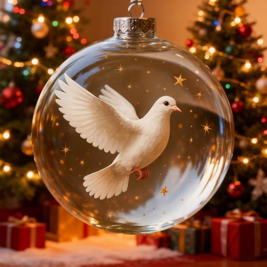 Bird Christmas Ball Ornament Shatterproof Plastic Clear Ball Ornament with Lifelike Birds Holiday Hanging Baubles for Xmas Tree Decor