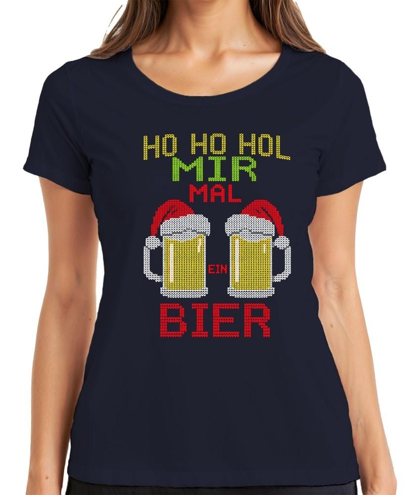 Ho Ho Get Me A Beer Christmas Knit Beer Mug Beer Lover Ladies TShirt S