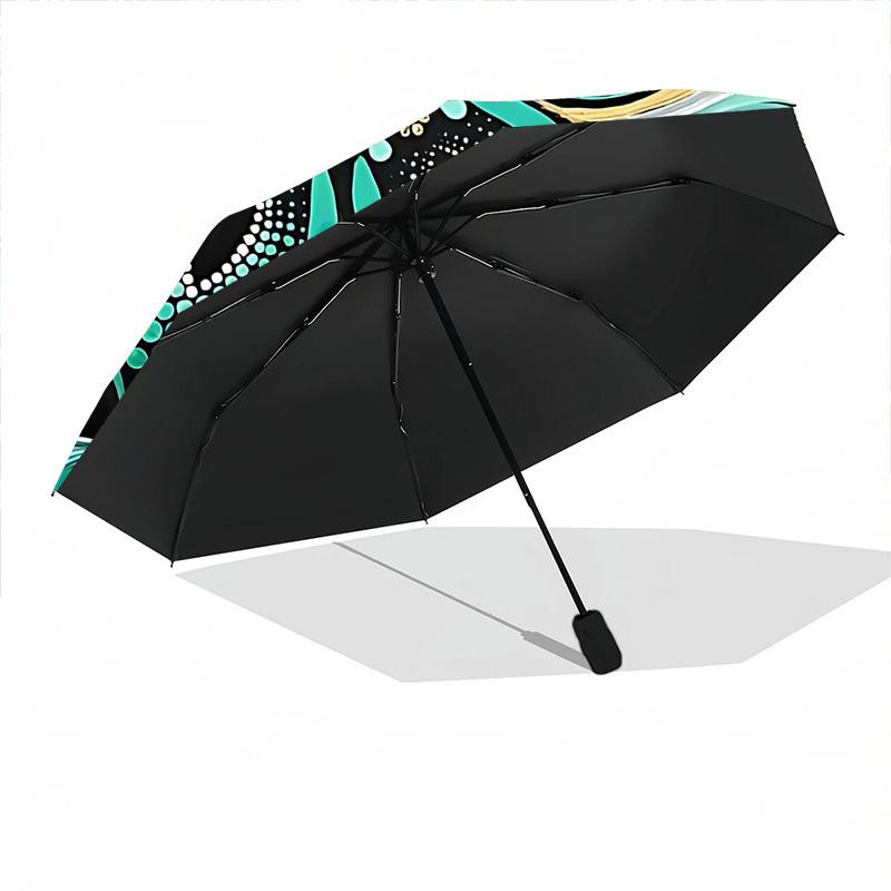 1pc Floral Mandala Automatic Folding Umbrella - Design, Durable Iron Frame for Travel, Outdoor, Beach Fashion Accessory a0920051