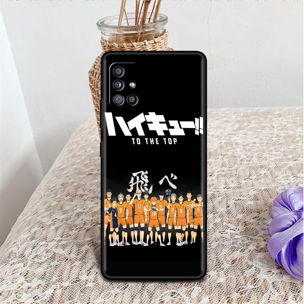 Hülle für Samsung Galaxy A52 A12 A51 A32 A71 A21s A22 A11 A02s A03 A23 A13 A53 A41 A31 A72, weiche Telefonabdeckung, Haikyu!! Anime-Fundament