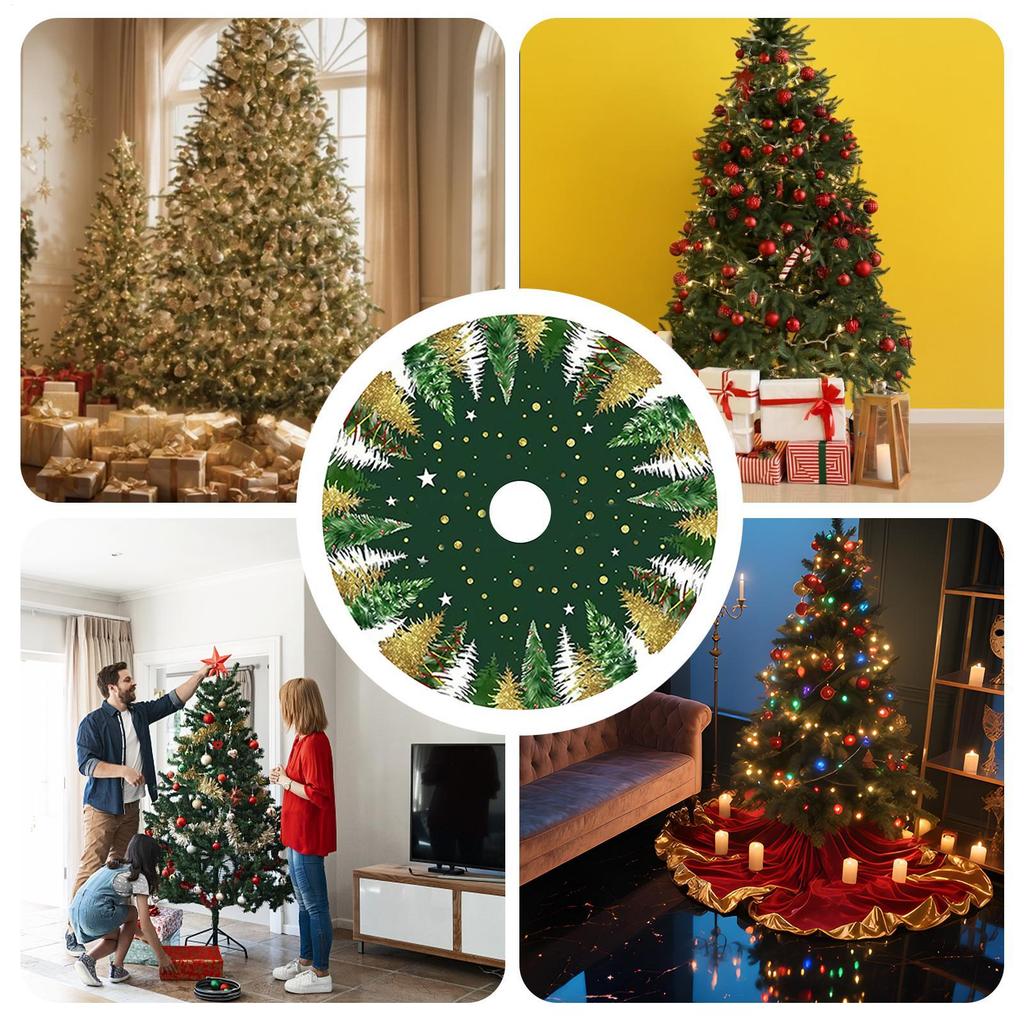 Tree Skirt Collar Plush Christmas Tree Skirt Ring Rustic Farmhouse Holiday Props For Indoor Outdoor Garden Apartment Hotel