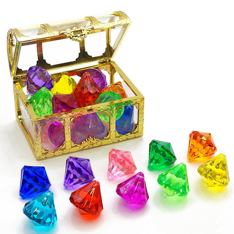 1 Set Child Diy Accessories  Box Treasure Kids Toys Acrylic Colorful Diamond Gems Plastic Large Jewels
