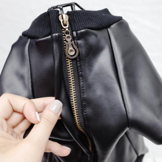 Yousheng Haustierjacke Reißverschluss Design Winddicht Mode Hund Kunstleder Jacke Mantel für Französische Bulldogge