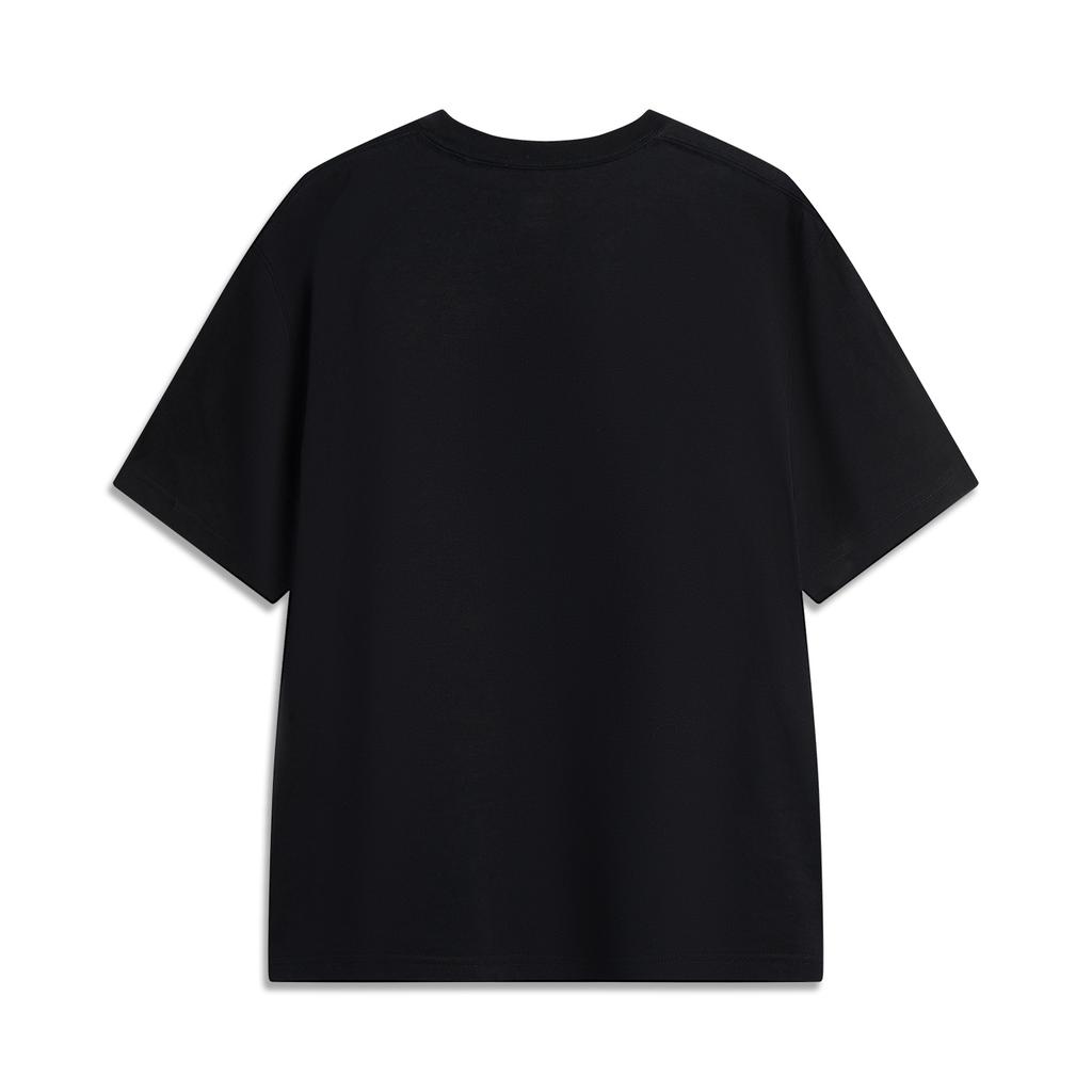 Li Ning Basketball Series Letter Print Pattern Breathable Versatile Casual Short Sleeve T-Shirt Men T-Shirt Black AHSV207-5