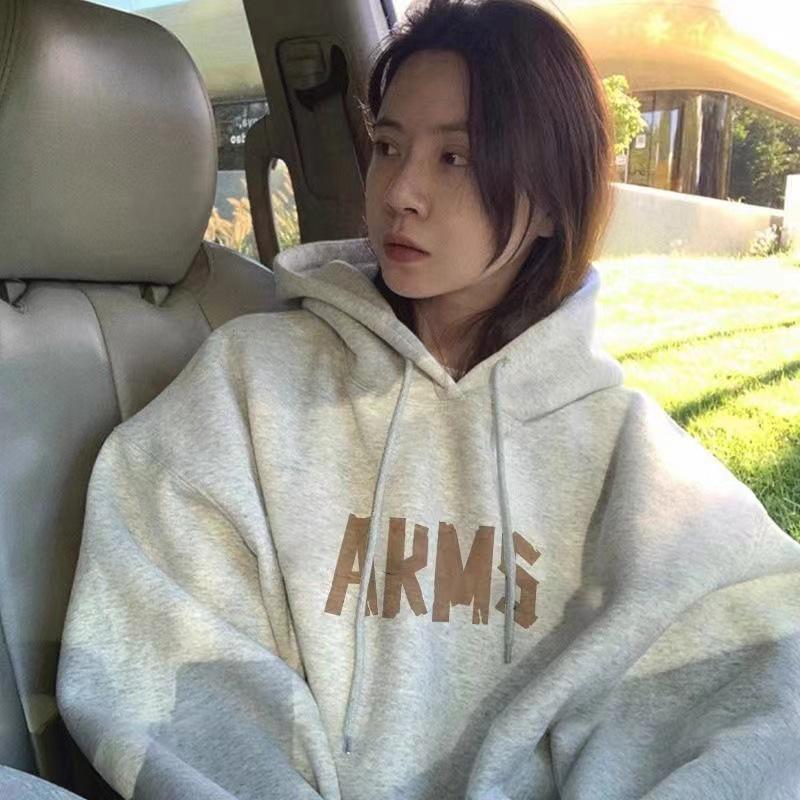 

2025 Autumn/Winter Retro Hooded Oversized Fleece Sweatshirt Medium