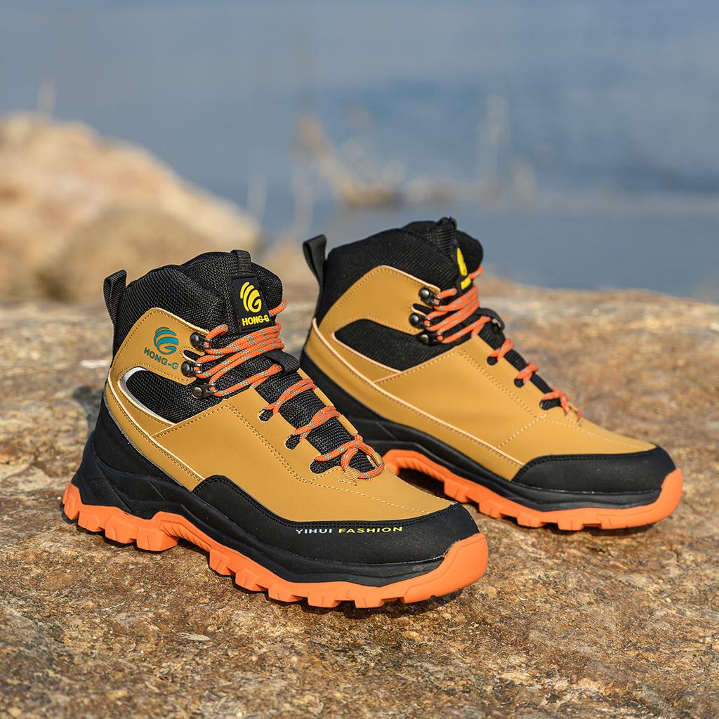 Kleine Größe Leder Wasserdicht Herren Sicherheits-Arbeitsstiefel mit Stahlkappe Schuhe Anti-Impact & Durchtrittsicher Outdoor Wandern Brauner Stiefel