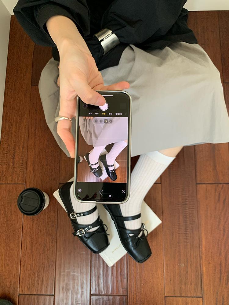 

Soft-soled Doudou shoes female grandma shoes 2025 autumn soft leather one-pedal flat shoes late evening breeze gentle fairy single shoes tide 39