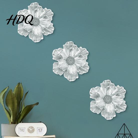 3D Flower Wall Art Resin Decoration Modern Floral Sculpture Living Room Hanging Ornament for Room Home Office