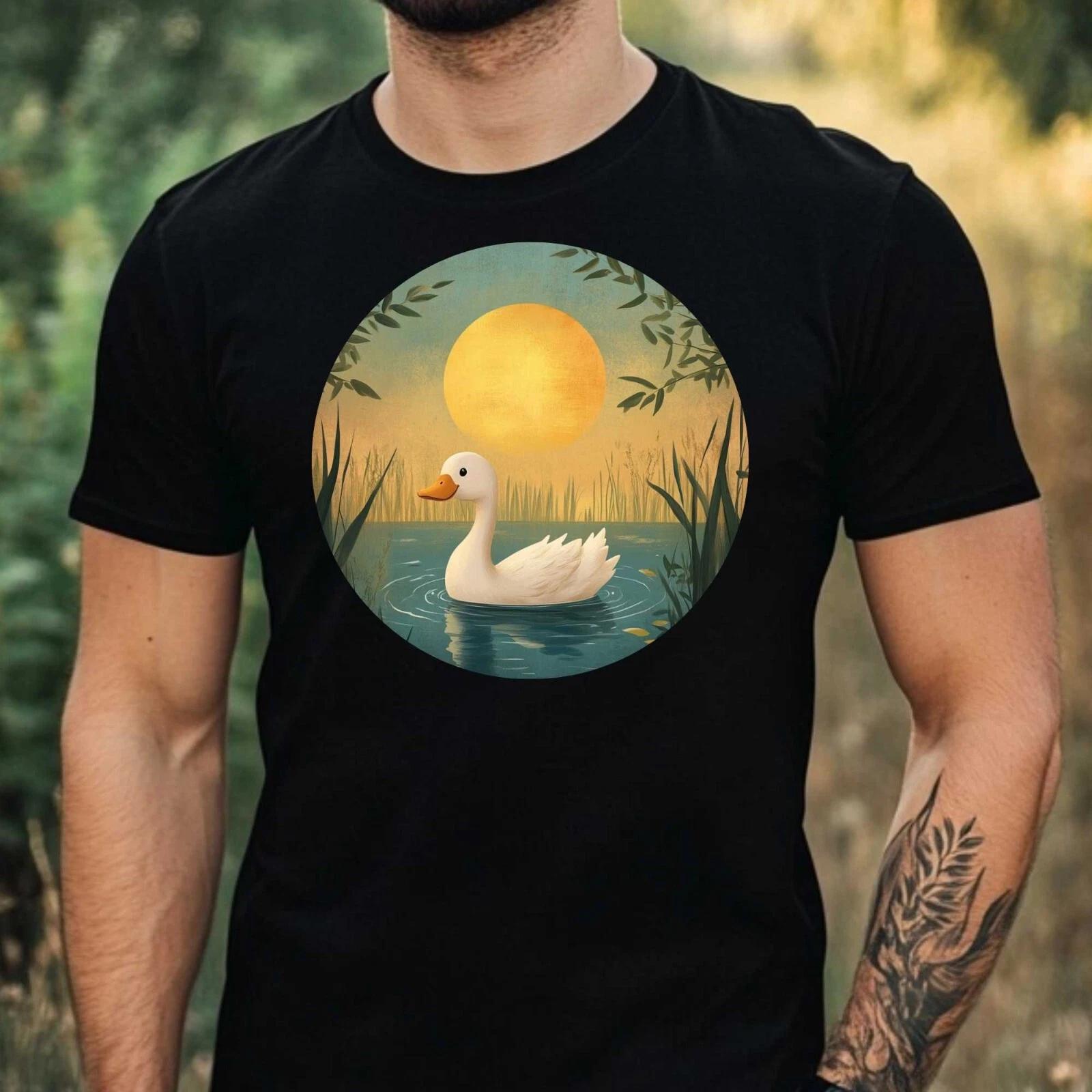 T-Shirt Herren Ente im Mondlicht Motiv Baumwolle Größe XS bis 5XL XS