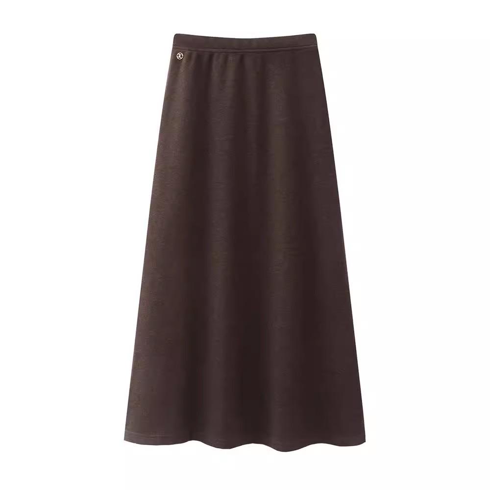 Women's 2025 Autumn/Winter Elegant Elastic Waist Long Skirt