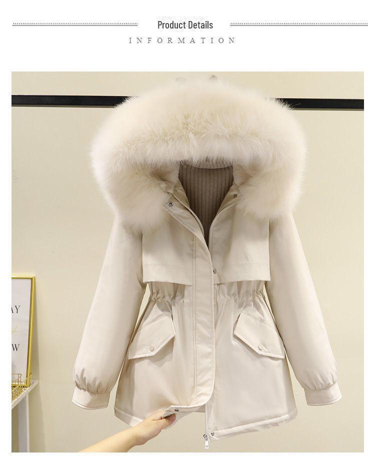 Korean Style Winter Parka: Women's Loose, Thickened Cotton Coat with Stylish Velvet Accents