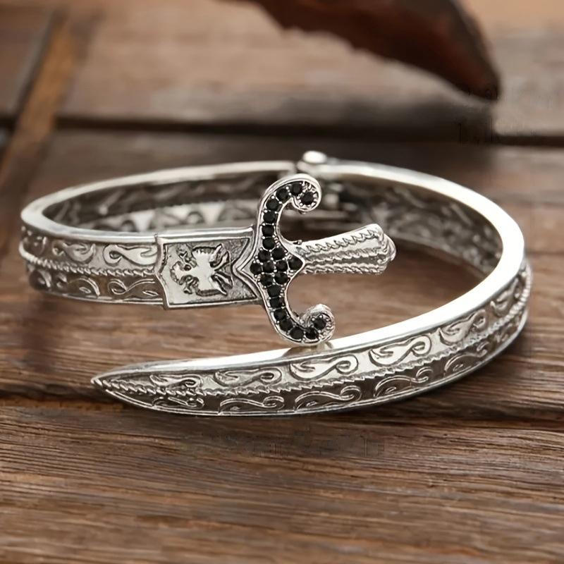 Vintage Trend Carved Floral Sword Bracelet Men'S Women'S Personalized Punk Style Party Accessories Jewelry Gifts