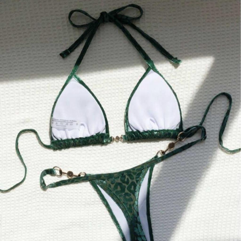 2025 Pearl Leopard Print Sexy Thong Swimsuit