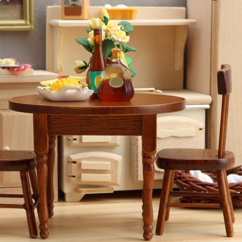 1/12 Maßstab Puppenhaus Möbelset Schreibtisch und Stuhl Modellfigur für Miniaturmodell Esszimmer Szene Landschaft