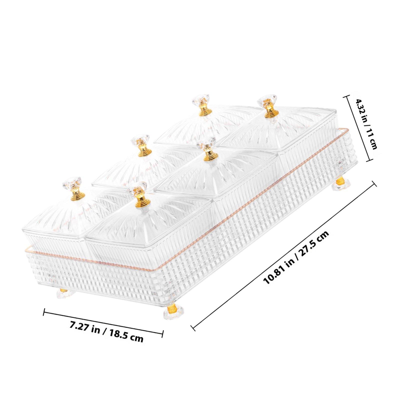 

1Set Dried Fruit Plate with Tray Multi-Function Snack Dish for Home Party Wedding Condiments Seasonings Display Kitchen прозрачный