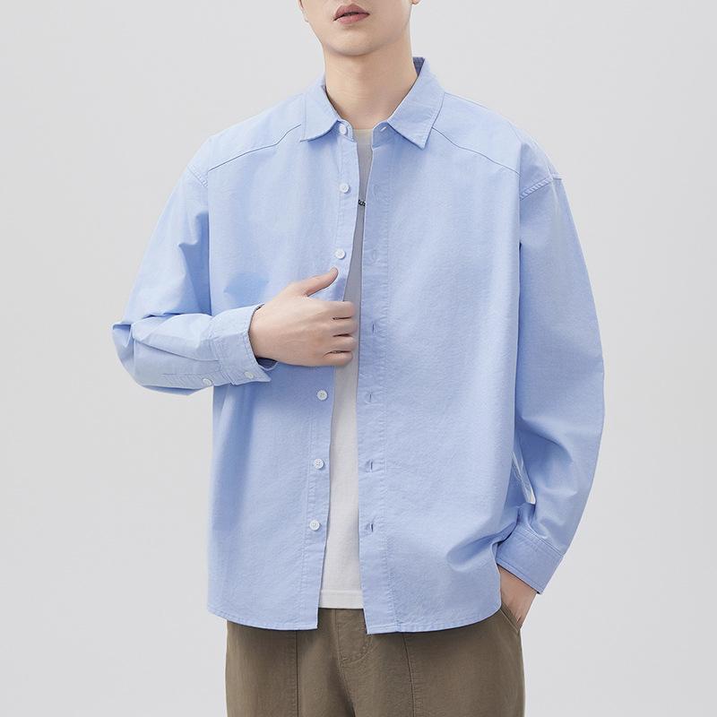 New Japanese Retro Spring Long-sleeved Shirt Men's Oxford Cotton Shirt Shirt American Style