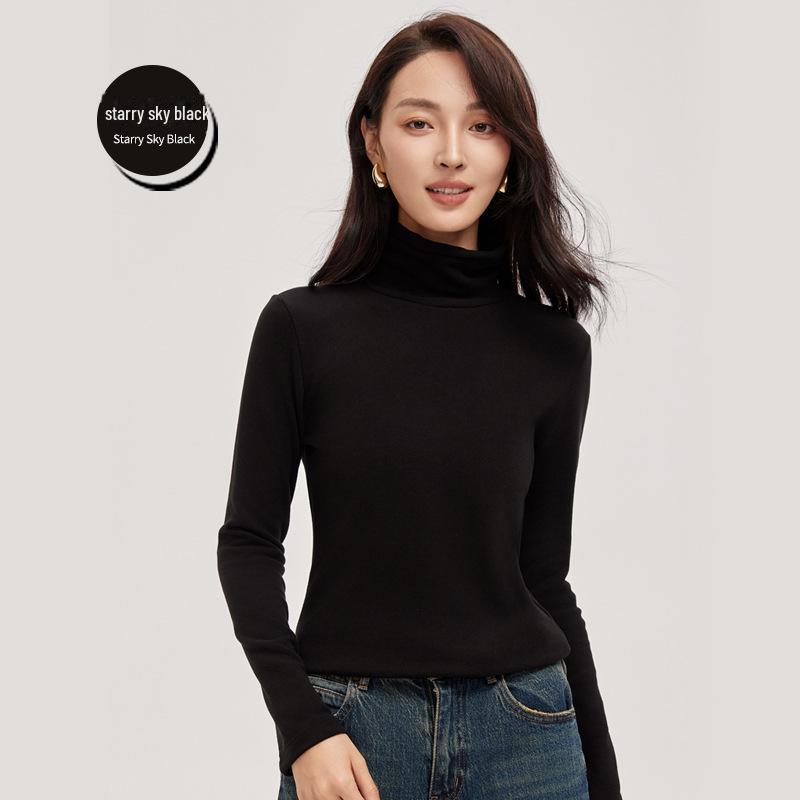 Meiyabi Damen Woll-Rollkragen, Warmer Slim-Fit Langarm-Pullover mit gerafftem Kragen im koreanischen Stil
