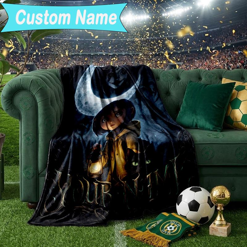 Custom Name Blanket Mystery Coraline's World Blanket Bedding Blanket for Travel, Camping, Living Rooms, Offices, Sofas, Fan Christmas gift
